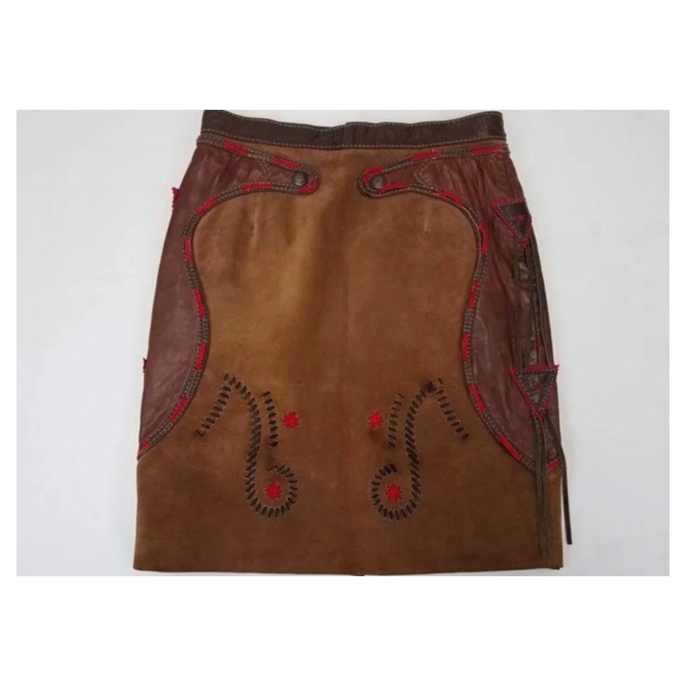 Vintage Brown Leather Skirt